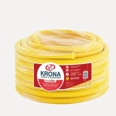 Imagem de Conduíte Eletroduto Corrugado Amarelo Krona 3/4 50 Metros Flexível par