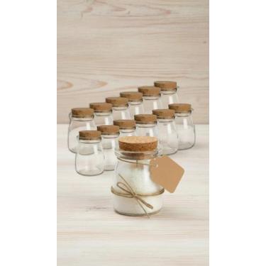 Imagem de 12 Potes Vidro 100ml Tampa Rolha Cortiça Lembrancinhas - Congratulatio