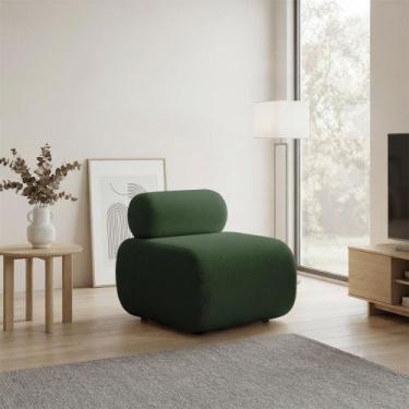 Imagem de Poltrona Decorativa Sala Orgânica 60 cm Base Fixa Nara Bouclê - DRossi