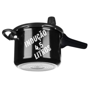 Imagem de Panela fechamento externo 4,5 Litros com visor PRETA - 6610 - INDUÇÃO 