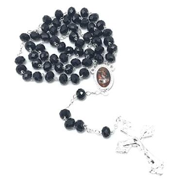 Imagem de Terço São Miguel Cristal Acrílico Preto 8 Mm