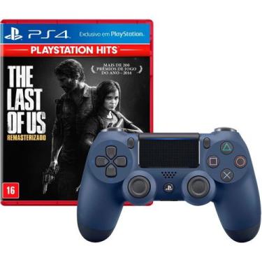 Imagem de Controle Ps 4 Dualshock 4 Azul + Game The Last Of Us Remasterizado Hit