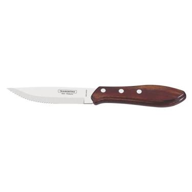 Imagem de Kit 6 Faca Para Churrasco Jumbo 5 Polywood Vermelho Lamina De Aco Inox E Cabo De Madeira Tramontina