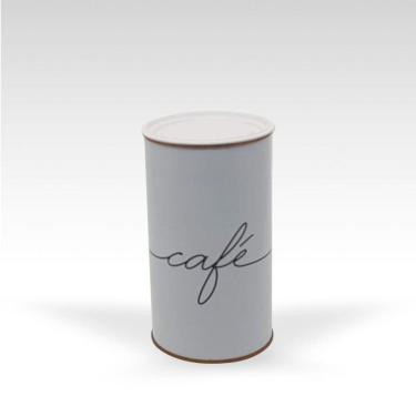 Imagem de Lata Branca Café Cursiva Porta Mantimento Linda 500Grs Capac