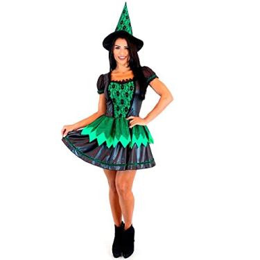 Imagem de Fantasia Bruxa Wicked Adulto Halloween Com Chapéu M 42-44