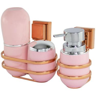 Imagem de  Porta Sabonete Escova Algodão com 2 Suporte Cobre Fixação Ventosa 