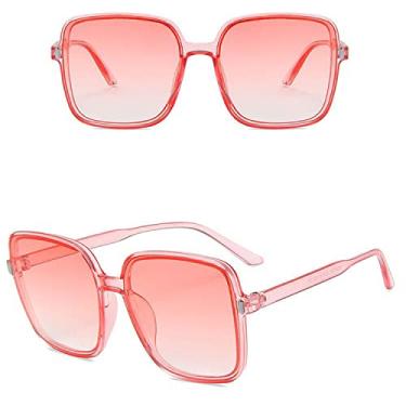 Imagem de Óculos de Sol Quadrado Designer de Moda Mulher Retro Vintage Gradiente Óculos de Sol Feminino Lente Clara Preto Branco Óculos De Sol, Rosa Duplo, S