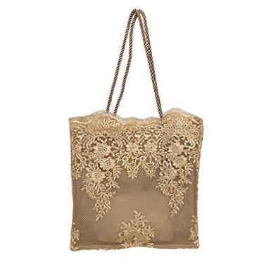 Imagem de Bolsa feminina bordada de seda fosca para o verão, à beira do mar, para viagens, férias, praia, bolsa, de renda, retrô, marrom, 33 cm, 36 cm, 33 cm