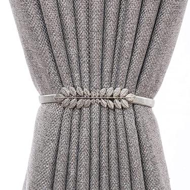 Imagem de Alça de cortina de mola de metal vento nórdico alça de cortina de decoração de janela de folha suportes de cortina tiebacks, T4,4 pcs