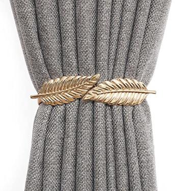 Imagem de Tira de cortina de mola de metal de vento nórdico alça de cortina de decoração de janela de folha suportes de cortina de amarração, T9,1 Pçs