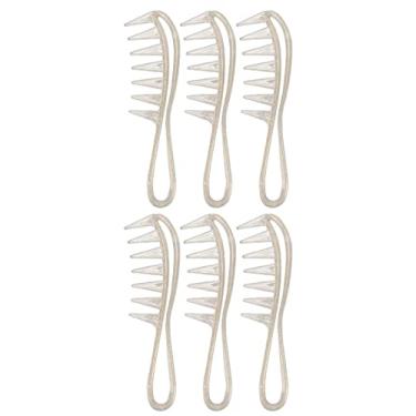 Imagem de Pente De Dentes Largos, Pente De Barbeiro Para Desembaraçar Cabelos Cacheados, Pentes De Desembaraçar De Plástico Portátil Ergonômico, Pente Para Homens E Mulheres, (Brilho Dourado)