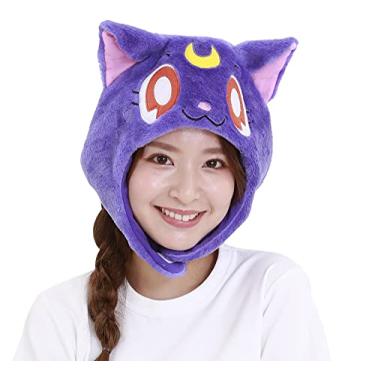 Imagem de SAZAC Chapéu Kigurumi – Sailor Moon Luna – Gorro de fantasia aconchegante – Tamanho adulto