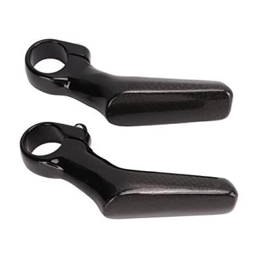 Imagem de 1 par de garras de barra de bicicleta,Punhos de guidão de bicicleta, fibra de carbono em forma de l liga de alumínio de estrada ergonômica MTB extremidades de barra de bicicleta para(Light)