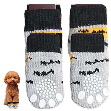 Imagem de Meias de Natal para cães | Padrão de Natal Pet Meias 2 Pares - Controle de tração antiderrapante, protetor de patas para cães pequenos e médios gatos filhotes Edorco