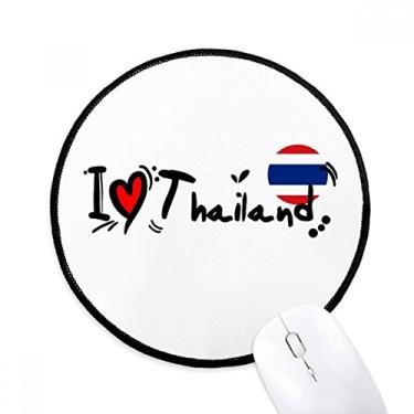 Imagem de DIYthinker I Love Thailand Word Flag Love Heart Illustration Mouse Pad Desktop Office Round Mat para Computador