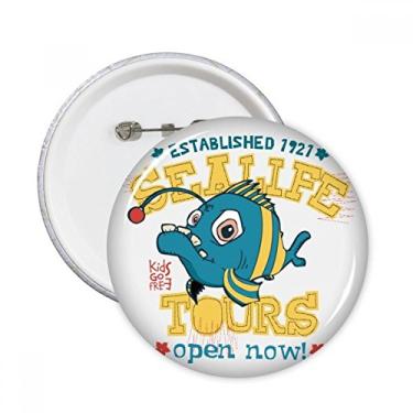 Imagem de Linda lanterna azul amarela ilustração de peixe alfinetes redondos emblema botão decoração acessório 5 peças