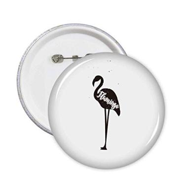Imagem de Broche de flamingo preto e branco animal emblema botão decoração 5 peças