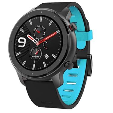 Imagem de Pulseiras NSmart compatíveis com Amazfit GTR 47MM / GTR 2 / GTR 2e / GTR 3 / GTR 4 (Preto com azul)