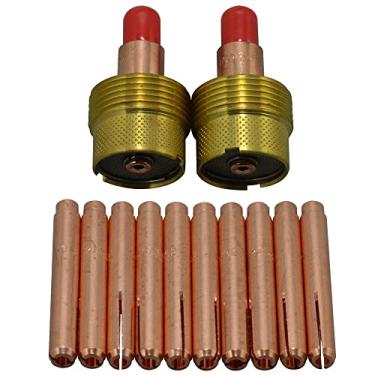 Imagem de RIVERWELD Corpos de pinça de lente de gás TIG grande diâmetro 45V64S 13N23L (orifício de 3/32" e orifício de 2,4 mm) kit de tamanhos variados para SR WP 9 20 25 TIG tocha de solda 12 peças
