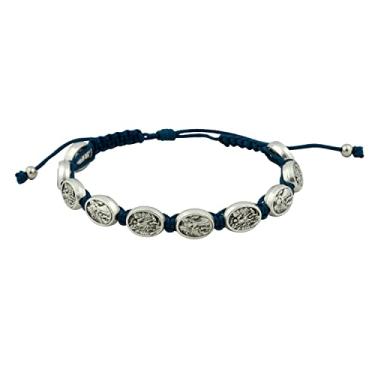 Imagem de Venerare Pulseira de São Miguel e Anjo da Guarda | Cordão Azul Tecido Forte | Ajustável para Adolescentes e Adultos | Ótimo Presente Católico para Primeira Comunhão e Confirmação, One Size, Vidro, Sem
