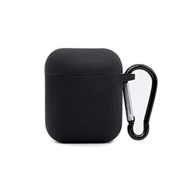 Imagem de Capa Silicone Flexível Colorida Anti Quedas Compatível AirPods 1 2 / Fone de Ouvido i11 i12 TWS (Preto)