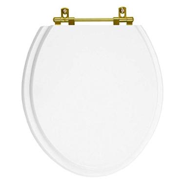 Imagem de Assento Sanitário Poliester Convencional Branco Ferragem Dourada para Vaso Deca