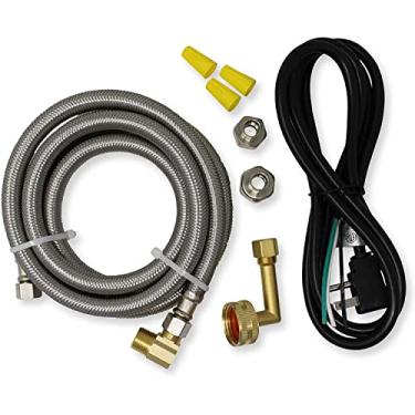 Imagem de Kit universal de instalação de lava-louças com conector de 1,8 m e cabo de alimentação, aço inoxidável