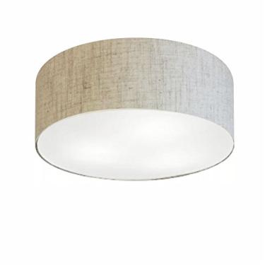 Imagem de Plafon Painel Sobrepor Cúpula Tecido 45x15 cm, Vivare Iluminação, Plafon3047 RST, Rustico Bege, Médio