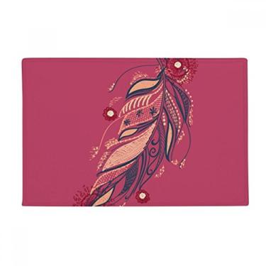 Imagem de DIYthinker Feather Tapete feminino de flor rosa para o chão, tapete antiderrapante para porta de banheiro