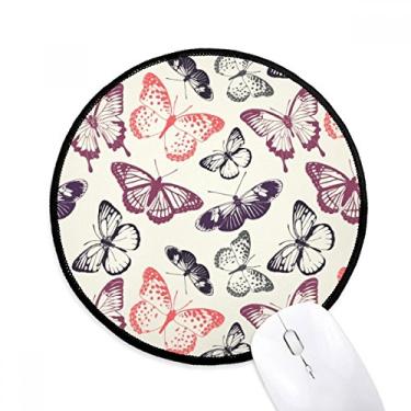 Imagem de Mouse pad Borboleta em fundo rosa pálido Tapete redondo para escritório para computador