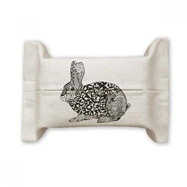 Imagem de Cute Fat Rabbit Animal Rettrait Sketch Suporte de capa de papel para lenços faciais, saco de linho de algodão