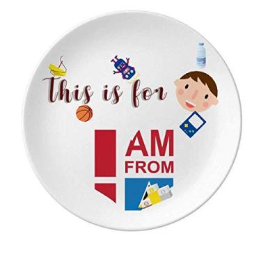 Imagem de Prato de porcelana I Am From Saint Lúcia para jantar redondo Boy Man
