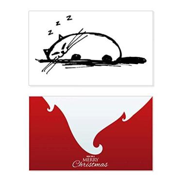 Imagem de Curly Heavy Cat Smile Line Holiday Holiday Merry Christmas Cartões de parabéns Mensagem de Natal