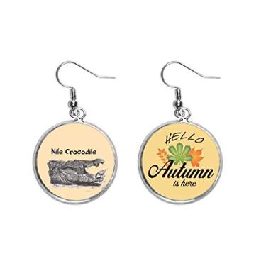 Imagem de Brinco de jacaré de peixe grande africano, com pingente de folha de outono