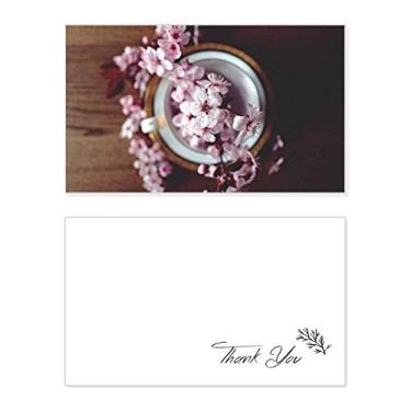 Imagem de Vaso de flor de ameixa rosa cartão de agradecimento, papel de aniversário, agradecimento de casamento