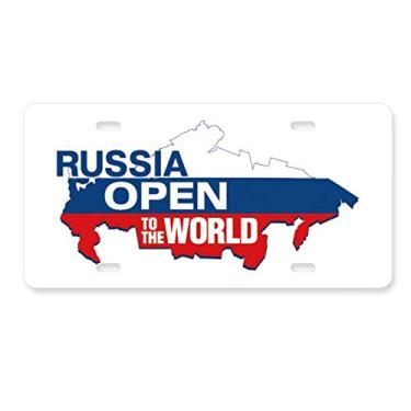 Imagem de DIYthinker Placa de licença com mapa da bandeira aberta da Rússia em aço inoxidável para decoração