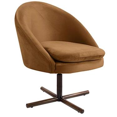 Imagem de Poltrona Decorativa Giratória Base X Rafa D02 Veludo Telha C-262 - Lyam Decor