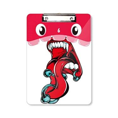Imagem de Prancheta de boca vermelha com dentes caninos placa de suporte para arquivo A4