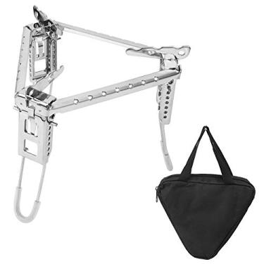 Imagem de FastUU Suporte de panela de acampamento, prateleira de panela de aço inoxidável dobrável, tripé portátil para churrasqueira de combustível ao ar livre para acampamento de madeira, fogueira de fogão único, fogão de mochila, churrasqueira de acampamento