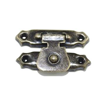 Imagem de 100sets vintage ferro jóias caixa de padlock hasp trancado mini vinho de madeira caixa de presente bolsa fivela fivela mobiliário bloqueio de hardware 26 * 16mm YYDFPIIA (Color : Bronze)