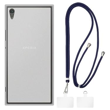 Imagem de Shantime Capa Sony Xperia XA1 Ultra + cordões universais para celular, pescoço/alça macia de silicone TPU capa protetora para Sony Xperia XA1 Ultra (6 polegadas)