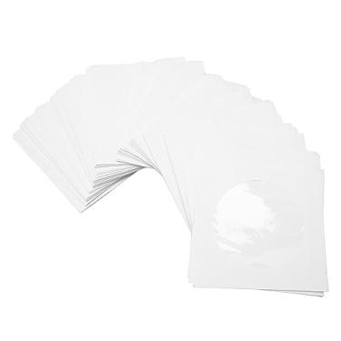 Imagem de 100 Peças de Papel Branco Grosso Capas de CD DVD Capas de Envelope Com Janela Transparente e Aba, Capas de Disco Reutilizáveis ​​à Prova de Poeira para Discos de 8 Cm