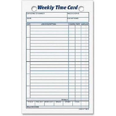 Imagem de TOPS Cartões de tempo semanal, estoque de Bristol de 11 x 17 cm, 100 unidades, branco, (3016)