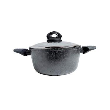 Imagem de Caçarola Bergner Orion em Alumínio Forjado com Revestimento em Marble, Fundo de Indução e Tampa de Vidro Cinza - 28 cm