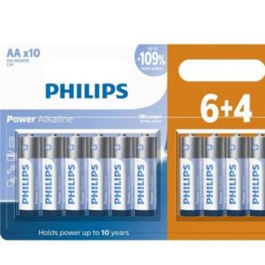 Imagem de Pilha Aa Philips Alcalina Pack C/10 Pilhas Aa Power Alkaline