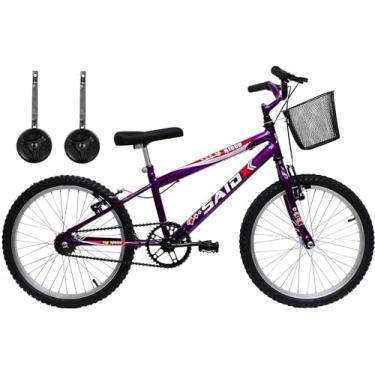 Imagem de Bicicleta Aro 20 Bike Infantil Meninas feminina cesta e rodinhas Saidx (Violeta)