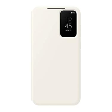 Imagem de SAMSUNG Capa carteira para celular Galaxy S23+ S-View, capa protetora com compartimento para cartão, toque de dedo janela transparente, versão dos EUA, EF-ZS916CUEGUS, creme