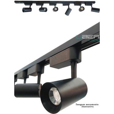 Imagem de Kit Trilho Eletrificado 1M 4 Spot 7W Preto 3000K Luz Amarela