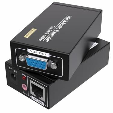 Imagem de MOERISICAL VGA Cat5e Cat6 Extender 91 m repetidor de vídeo sobre cabo Ethernet, até 100 m, remetente+receptor