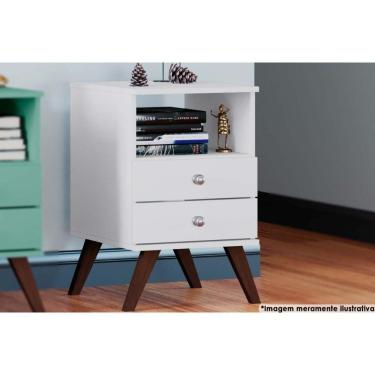 Imagem de Mesa Cabeceira Casal RT3103 c/ 2 Gavetas Branco - Movelbento